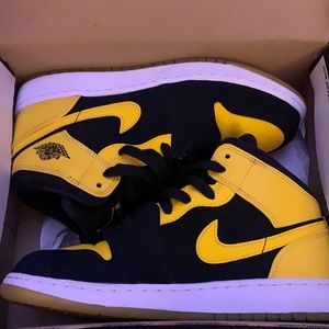 Air Jordan 1s Mid BG, slightly worn